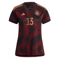 Koszulka piłkarska Niemcy Thomas Muller #13 Strój wyjazdowy dla kobiety MŚ 2022 tanio Krótki Rękaw